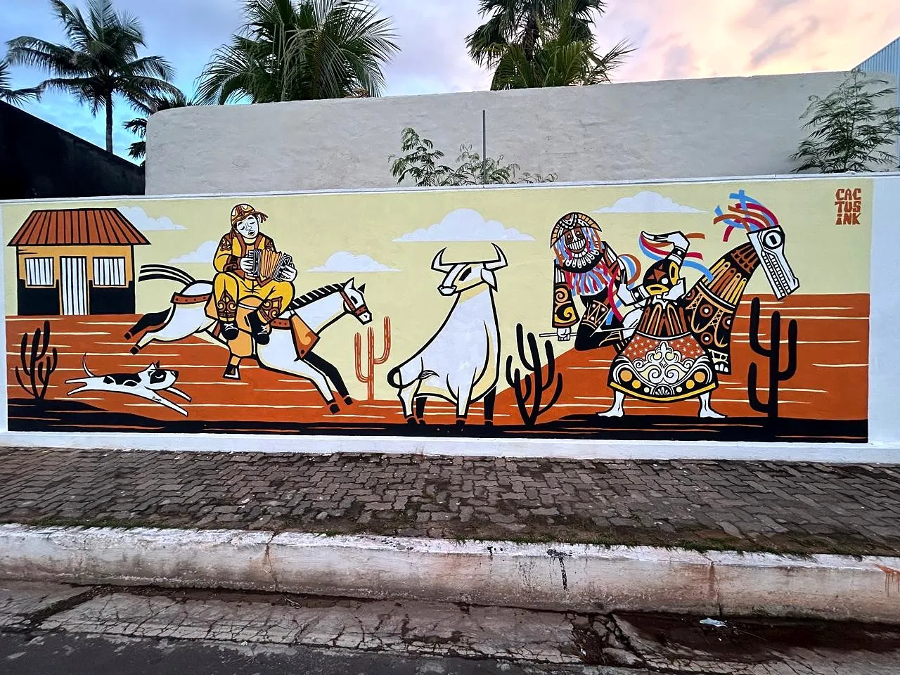Vaqueiro e boi, Muro de rua