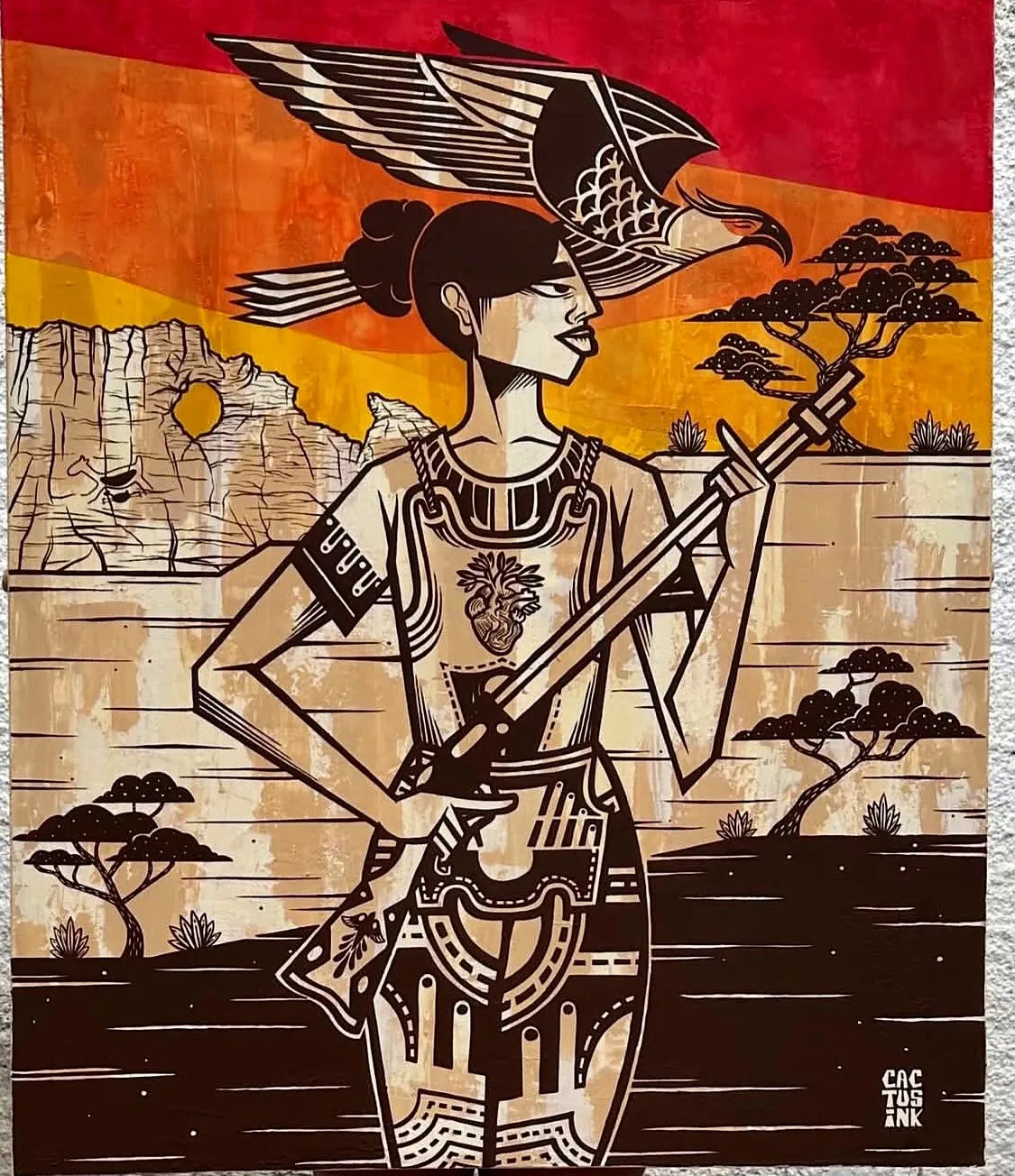 Mulher e carcará